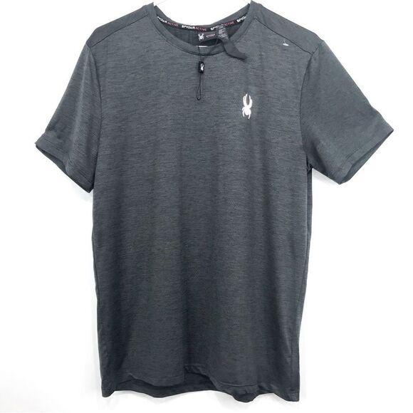 Spyder Active Gray Performance Athletic Short Sleeve Shirt- New Without Tags - Picture 1 of 10